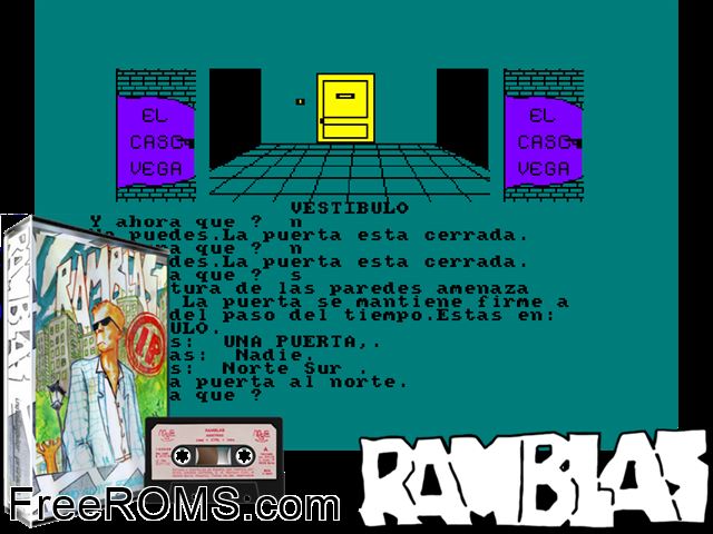 Ramblas (S) (1986) [h1] Amstrad CPC game showing 3D box cover and gameplay screenshot